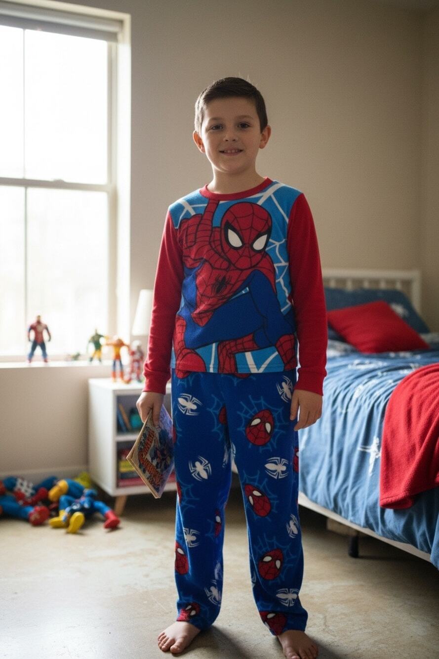 Marvel Spider-Man Boys Pajama Set Size 8 Long Sleeve Shirt Fleece Pants